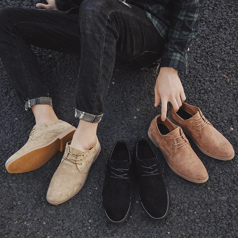 Derby Shoes Mens Suede Look Lace Up Smart Casual Low Heel Rubber Sole - image 1