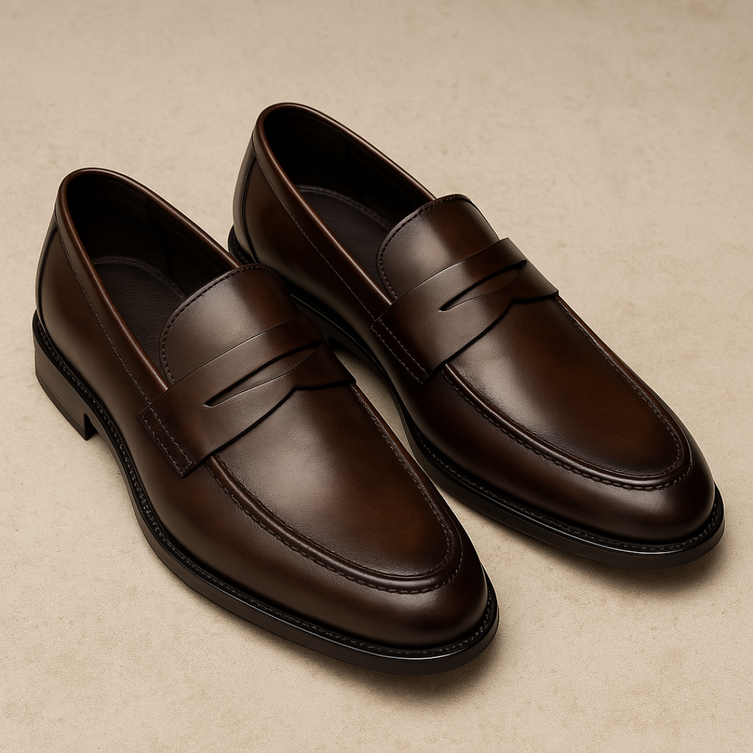 Penny Loafers Mens Leather-Look Slip-On Moc Toe Low Heel Smart Office - image 2