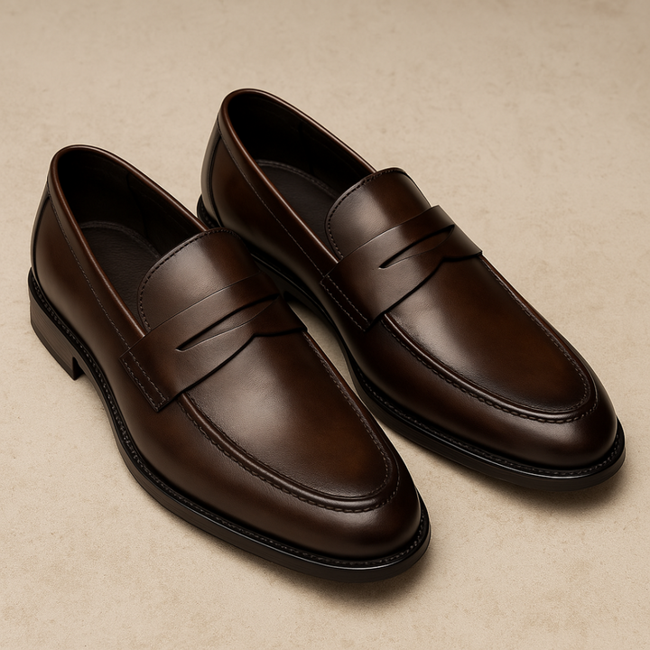 Penny Loafers Mens Leather-Look Slip-On Moc Toe Low Heel Smart Office - image 2
