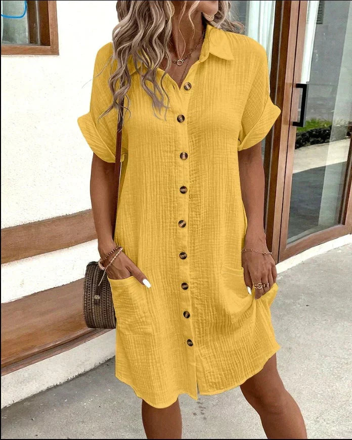 Polo Dress Womens Cotton Collared Midi Length