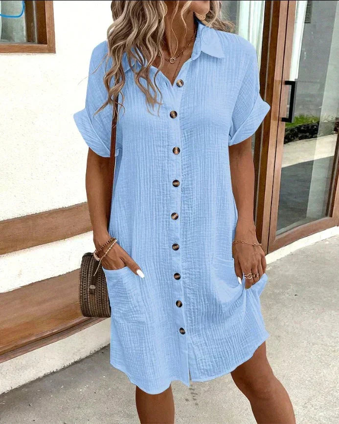Polo Dress Womens Cotton Collared Midi Length