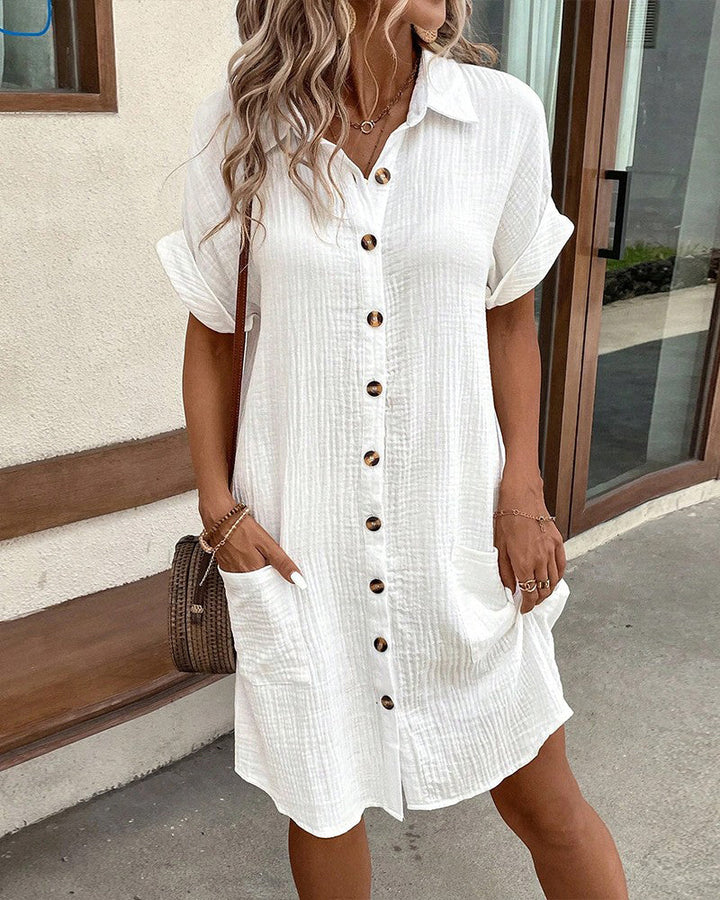 Polo Dress Womens Cotton Collared Midi Length