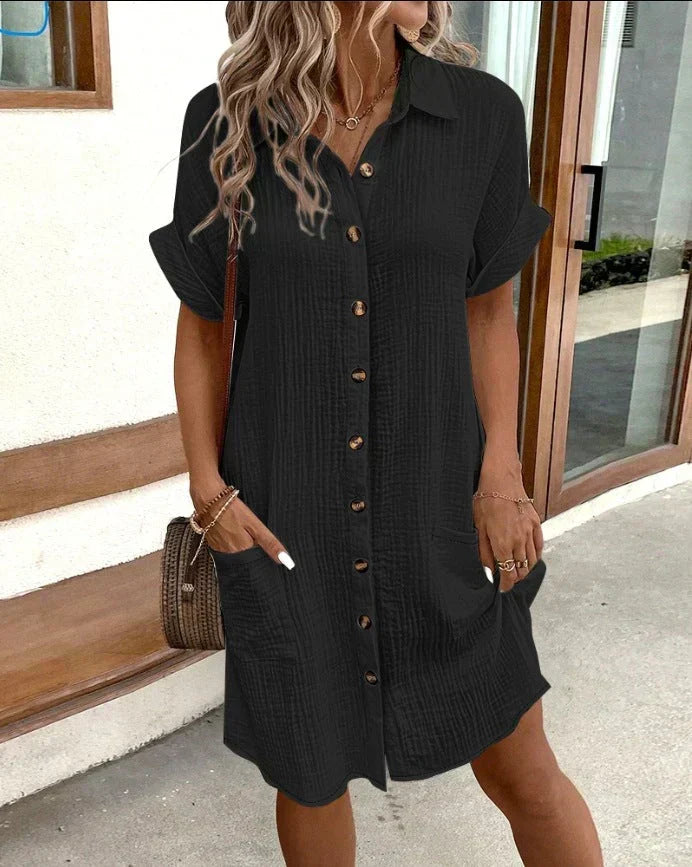 Polo Dress Womens Cotton Collared Midi Length
