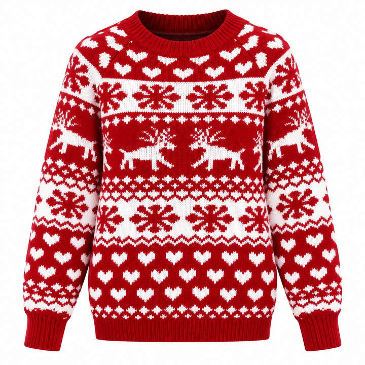 Fair Isle Christmas Jumper Womens Reindeer Heart Pattern Knitted - image 2