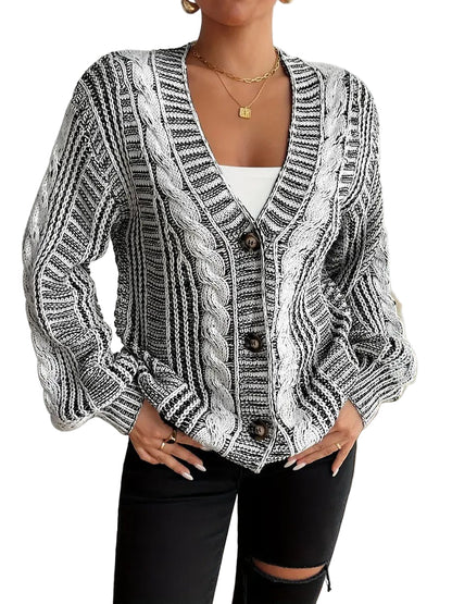 Women's Button-Front V-Neck Cardigan