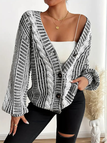 Women's Button-Front V-Neck Cardigan