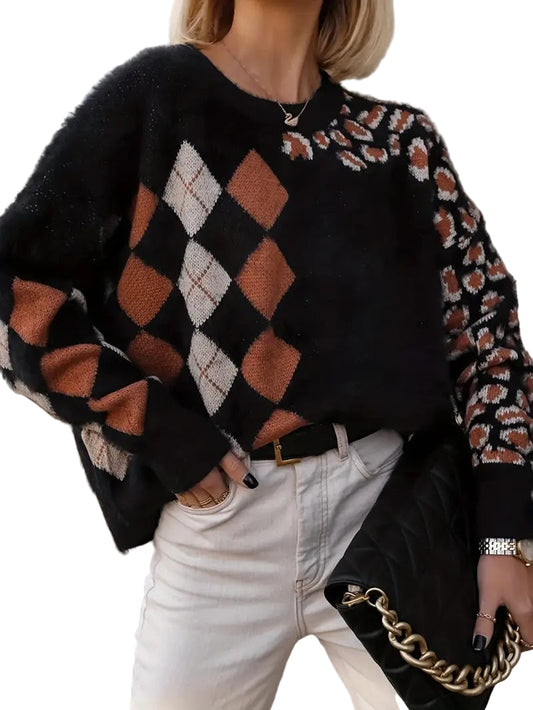 Women's Round Neck Patterned Sweater