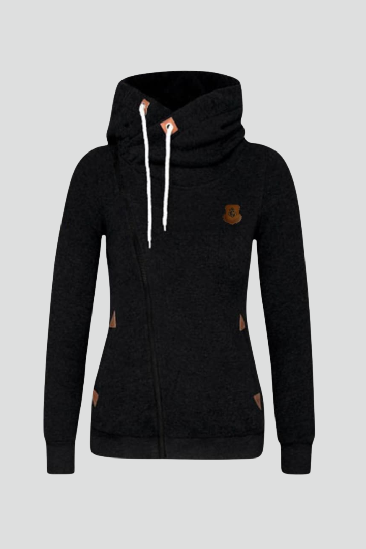 Women's Cowl Hood Asymmetric Zip Jacket — image 1