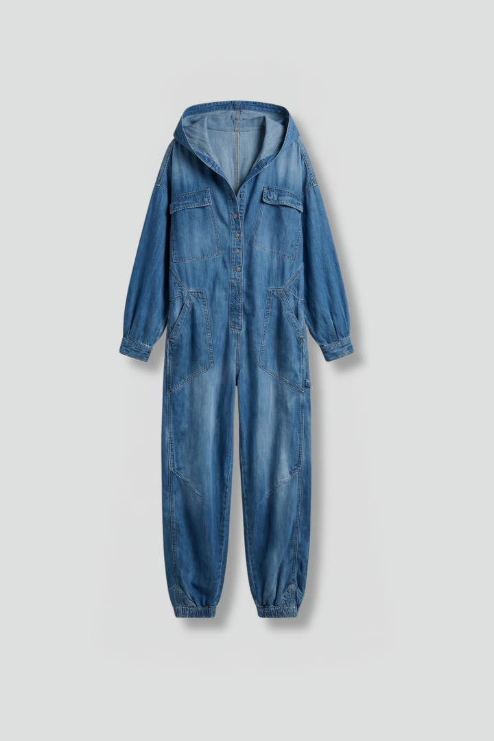 Women's Hooded Long Sleeve Jumpsuit with Pockets — image 1
