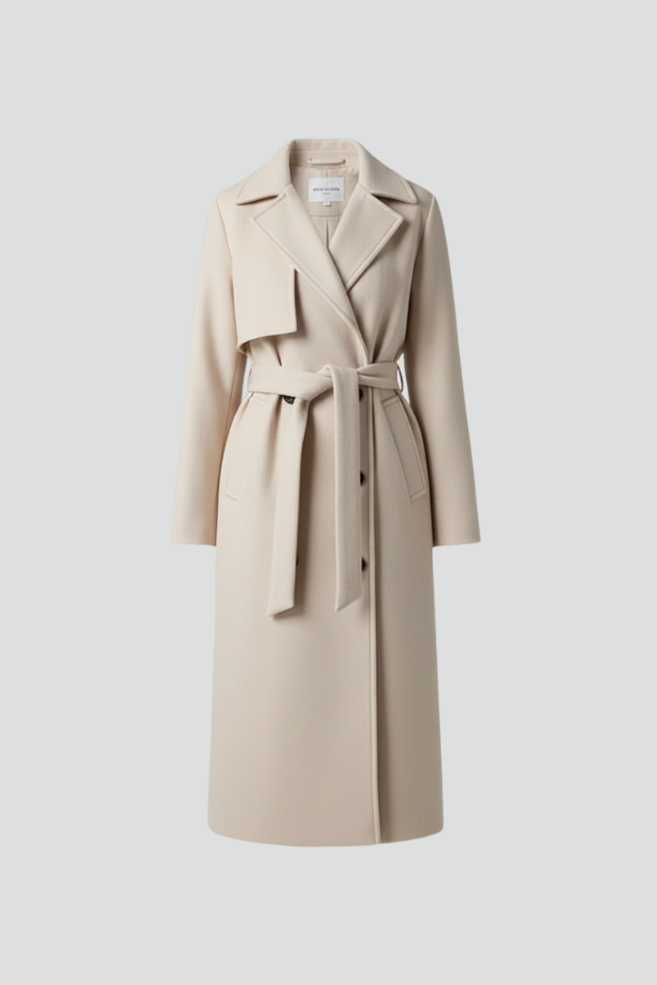 Women's Belted Double Breasted Long Coat — image 1