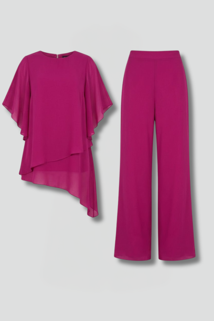 Women's Asymmetric Hem Top and Wide Leg Set — image 1