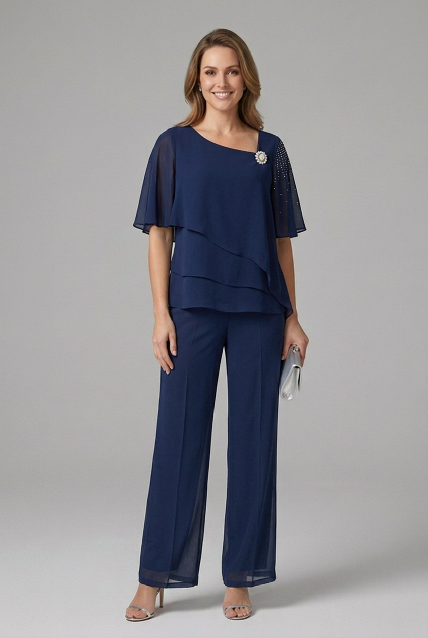 Women's Layered Top and Straight Trouser Set — image 2