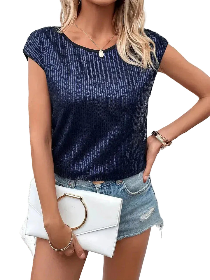 Women’s All-Over Cap Sleeve Top Slim Fit