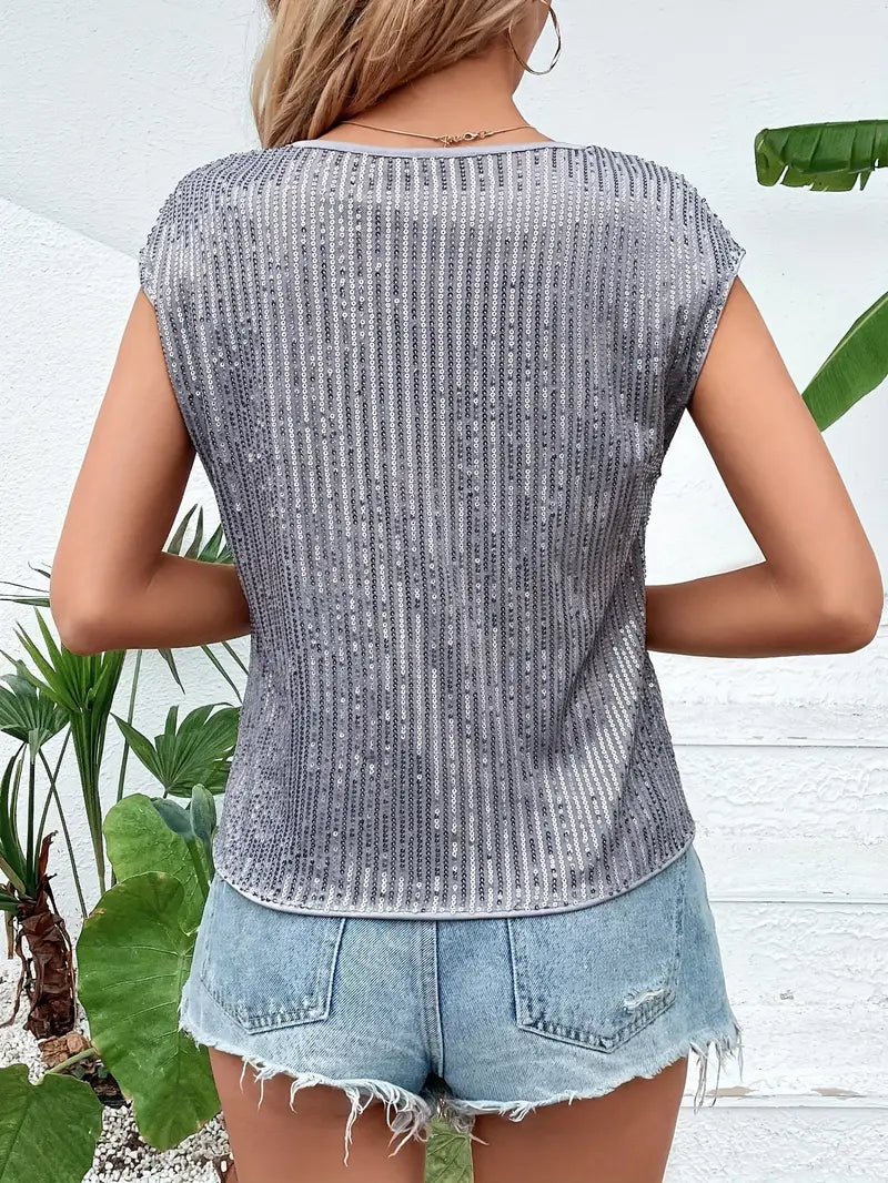 Women’s All-Over Cap Sleeve Top Slim Fit