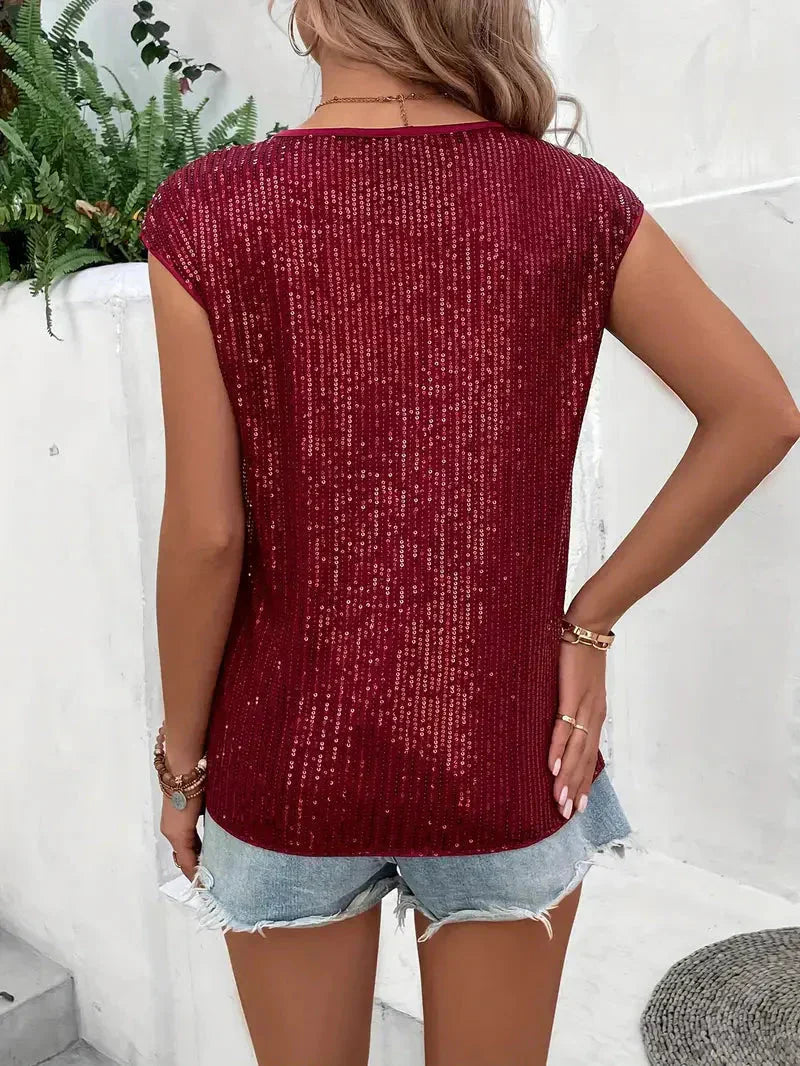 Women’s All-Over Cap Sleeve Top Slim Fit