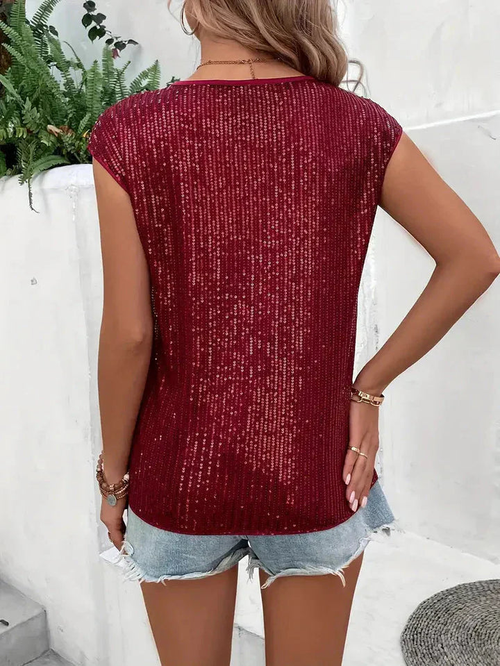 Women’s All-Over Cap Sleeve Top Slim Fit