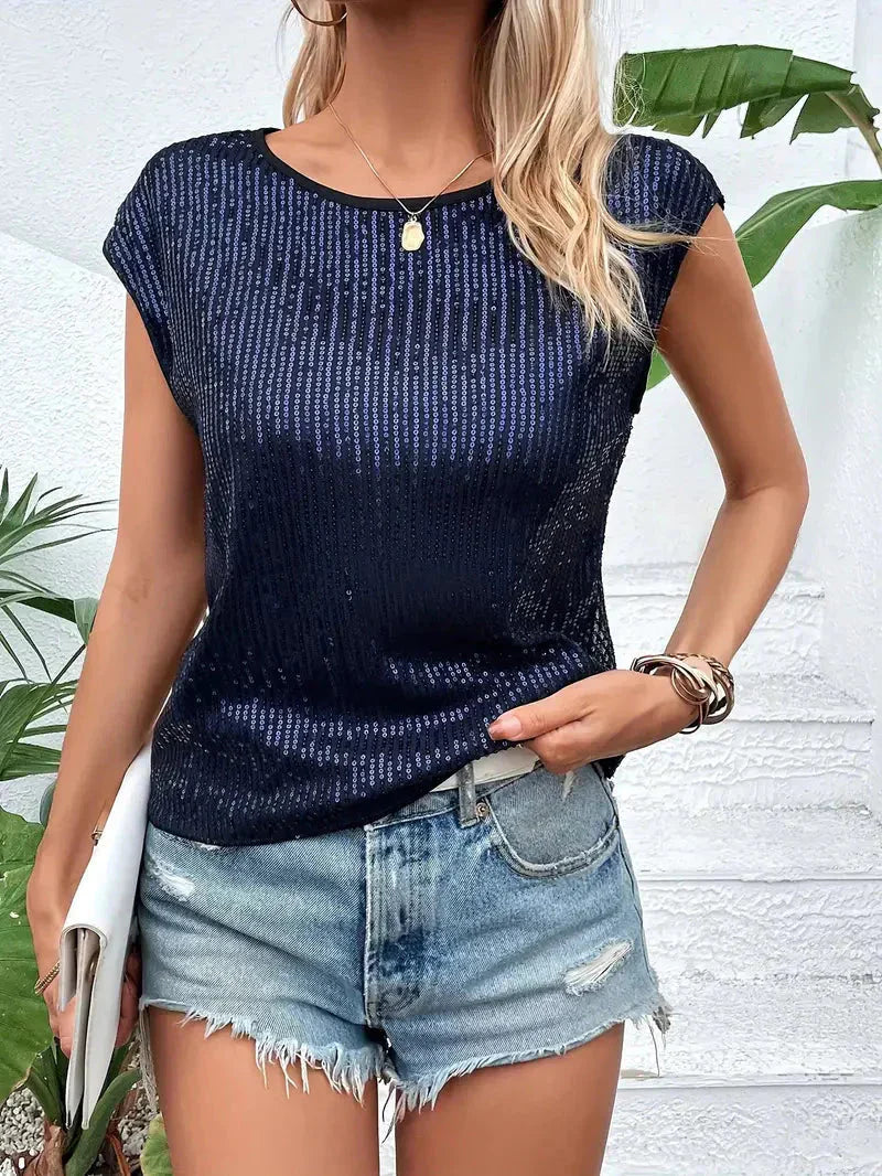 Women’s All-Over Cap Sleeve Top Slim Fit
