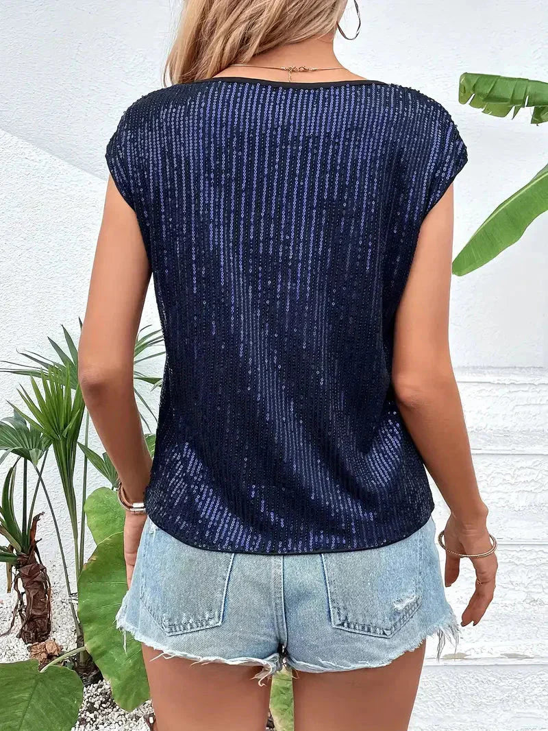 Women’s All-Over Cap Sleeve Top Slim Fit