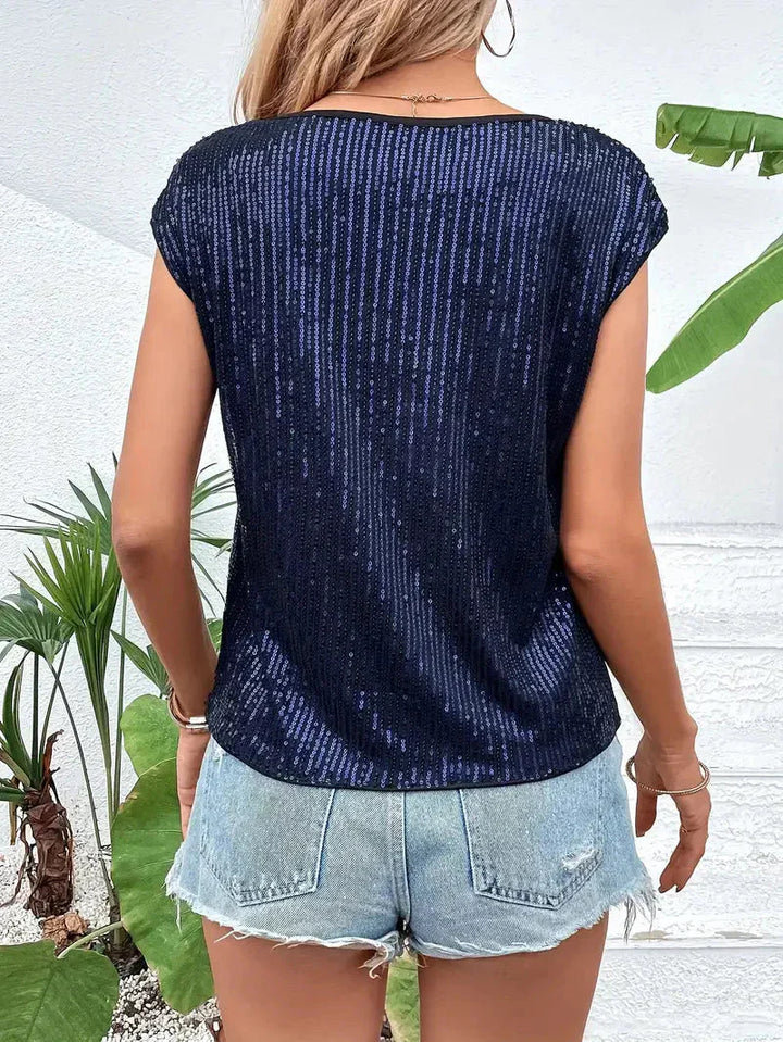 Women’s All-Over Cap Sleeve Top Slim Fit