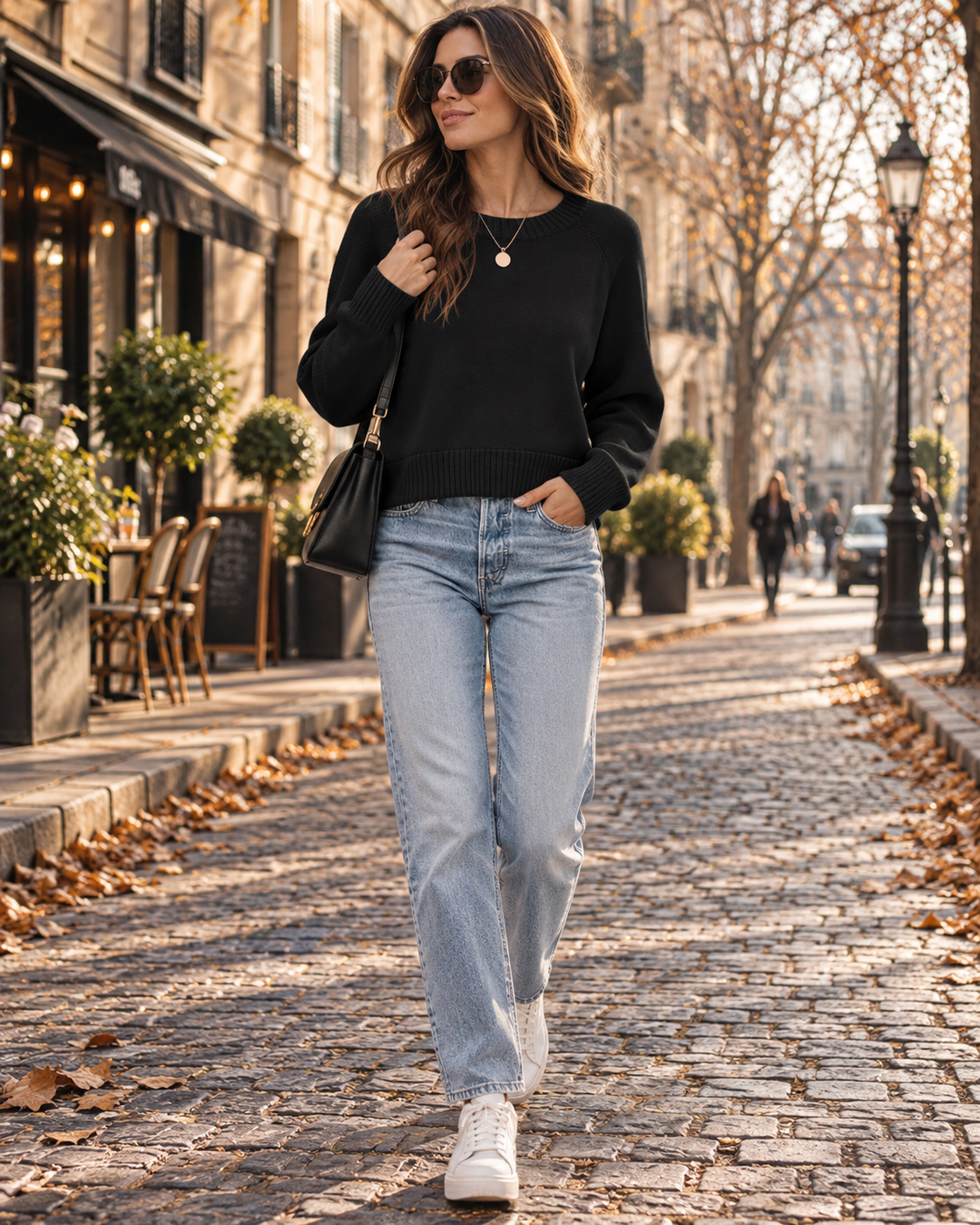 Crew Neck Jumper Womens Soft Knit Slightly Cropped Ribbed Cuffs Relaxed Fit Long Sleeve - image 1