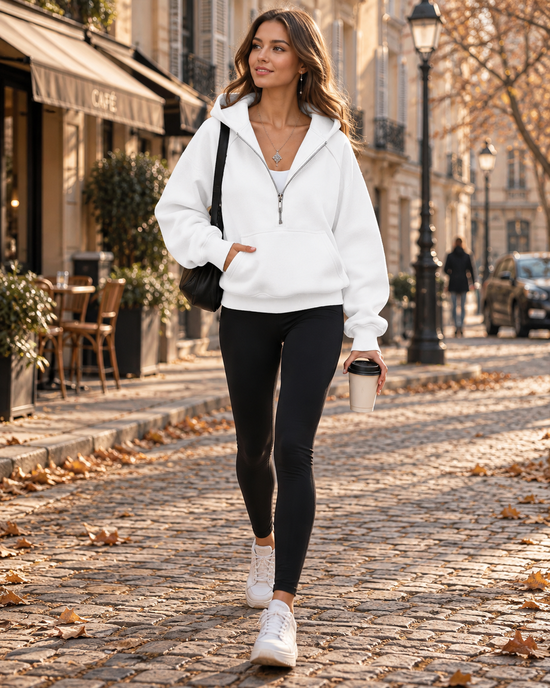 Half Zip Hoodie Womens Fleece Lined Kangaroo Pocket Relaxed Fit Pullover - image 6