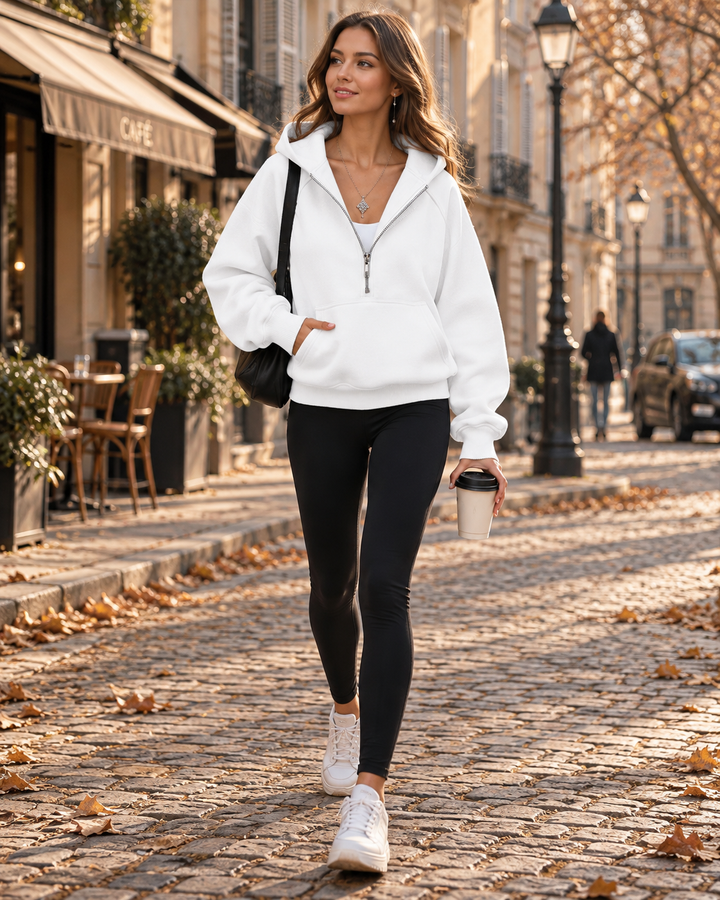 Half Zip Hoodie Womens Fleece Lined Kangaroo Pocket Relaxed Fit Pullover - image 6
