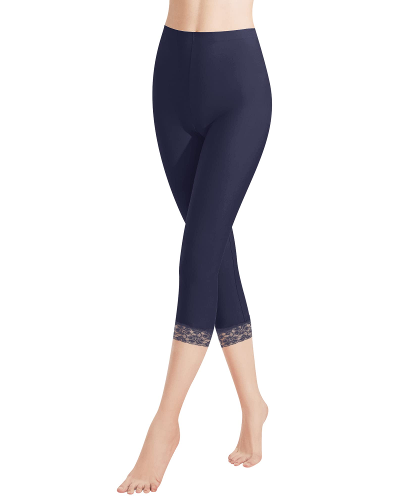 Capri Leggings Womens Cotton High Waisted 3/4 Length Lace Trim Stretch - image 5