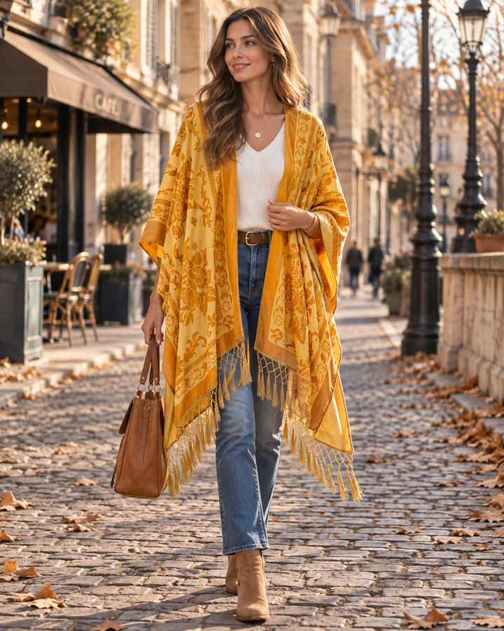 Kimono Womens Longline Velvet Effect Floral Open Front Tassel Fringe Boho Cover Up - image 3