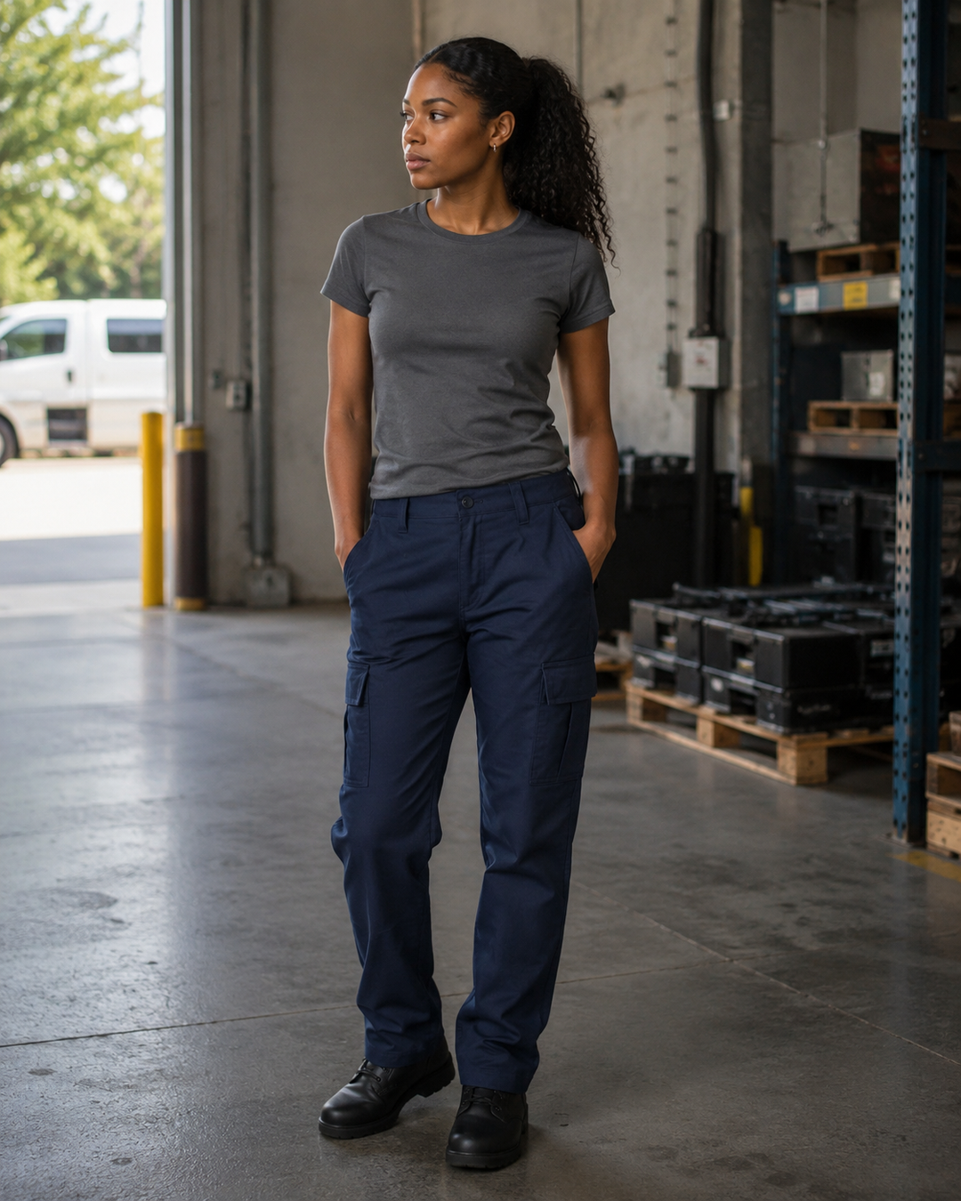 Cargo Work Trousers Womens Straight Leg Multi Pocket Utility Workwear Regular Fit - image 1