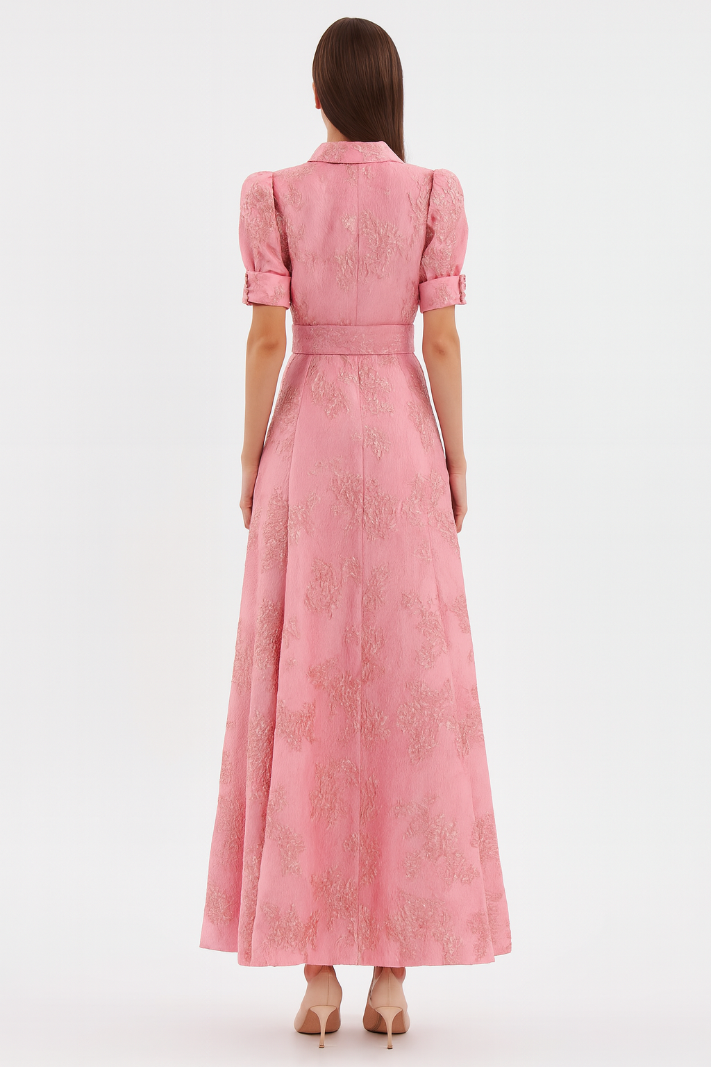 Women’s Floral Shirt Dress with Belted Waist Maxi