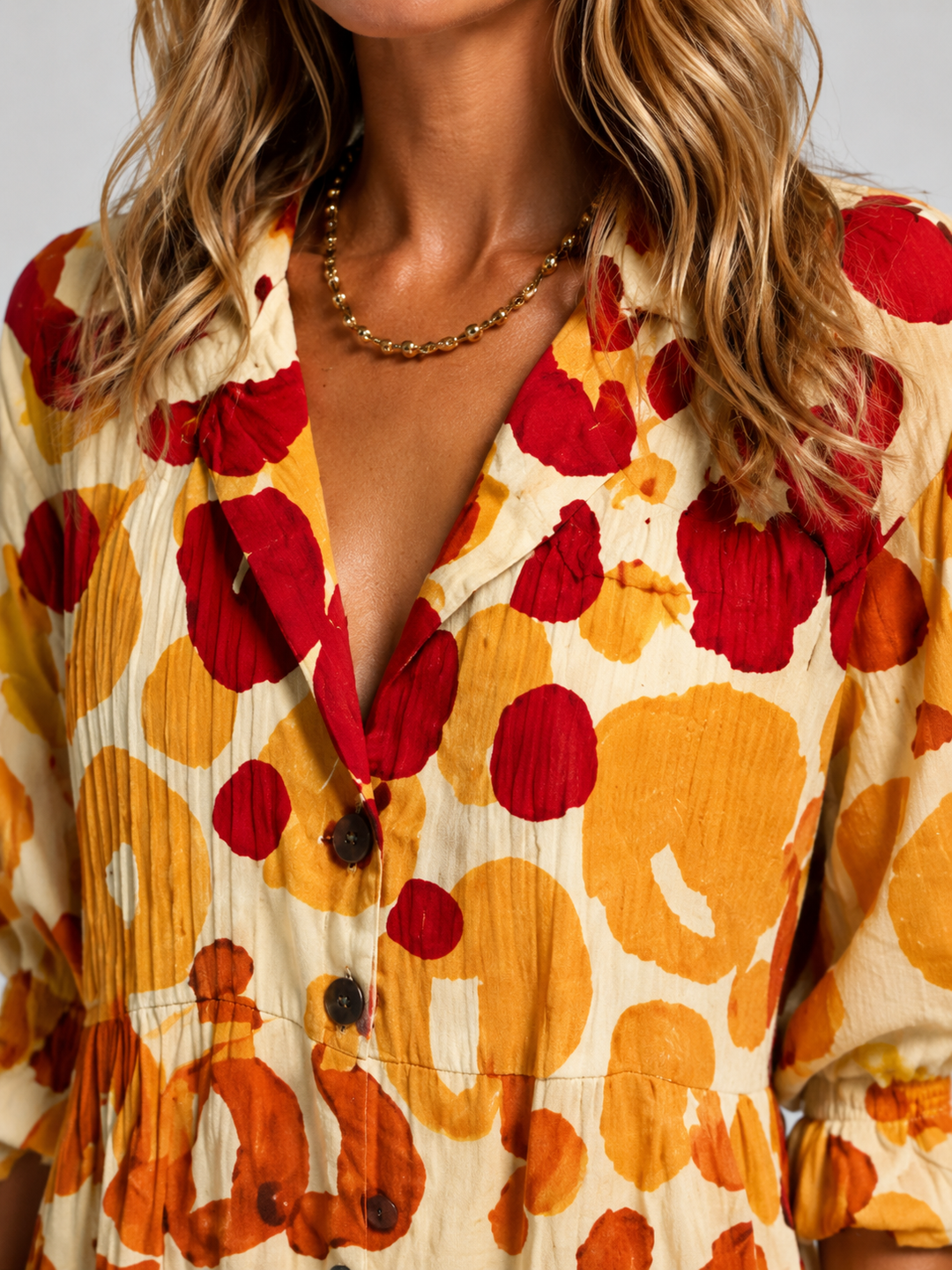 Shirt Dress Womens Printed Maxi Button Front Collar Three Quarter Sleeve Relaxed Fit — image 3