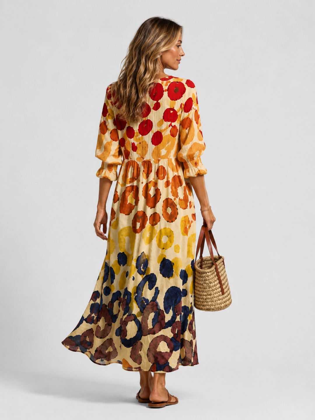 Shirt Dress Womens Printed Maxi Button Front Collar Three Quarter Sleeve Relaxed Fit — image 2