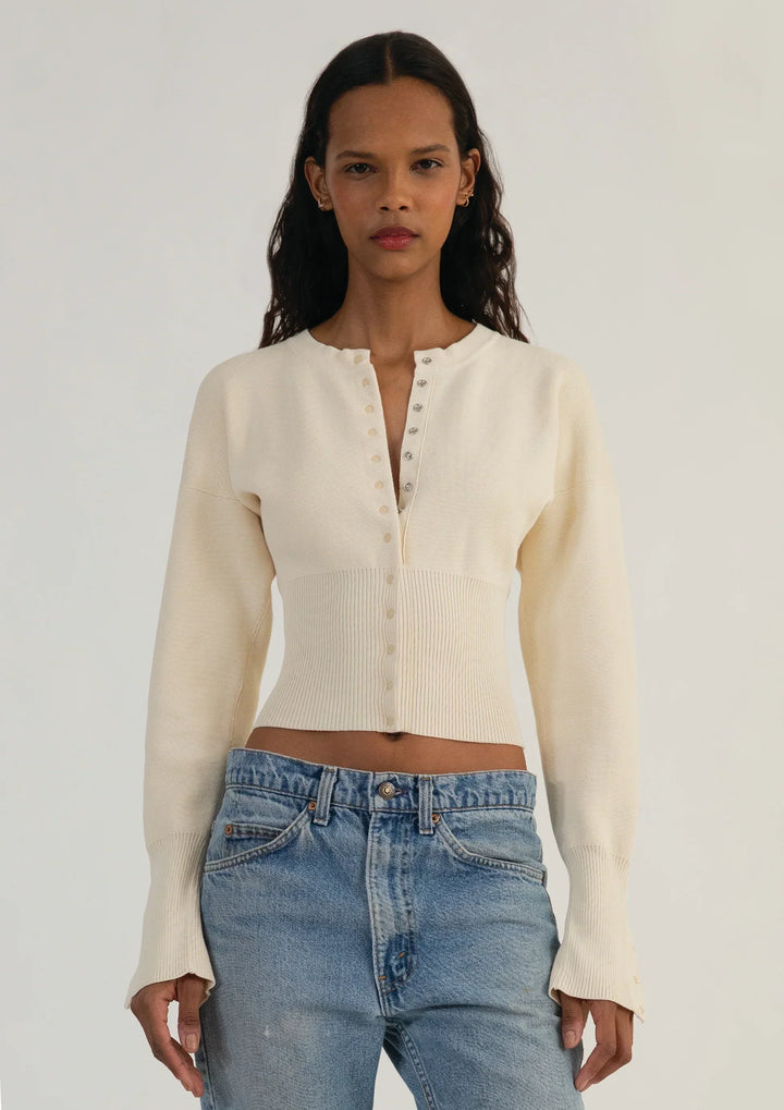 Women’s Ribbed Knit Cropped Cardigan Slim Fit Long Sleeve