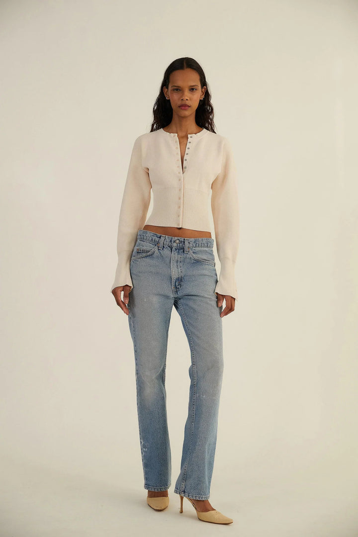 Women’s Ribbed Knit Cropped Cardigan Slim Fit Long Sleeve