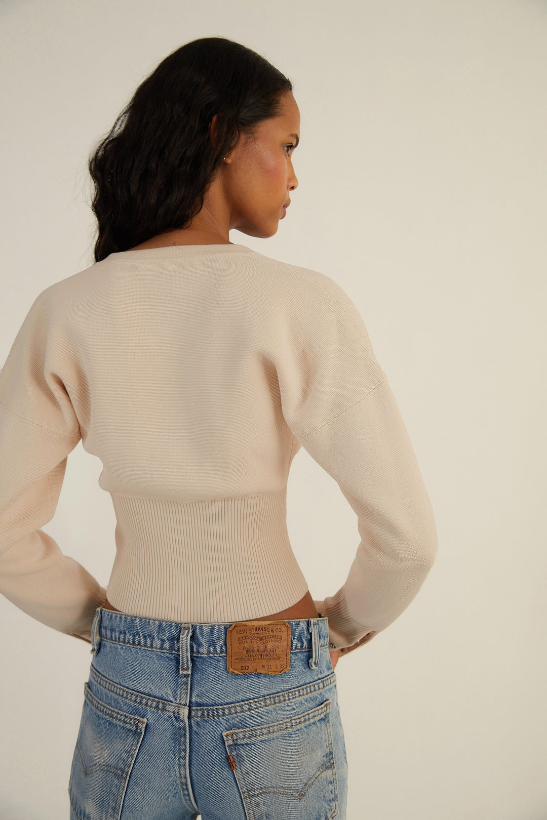 Women’s Ribbed Knit Cropped Cardigan Slim Fit Long Sleeve
