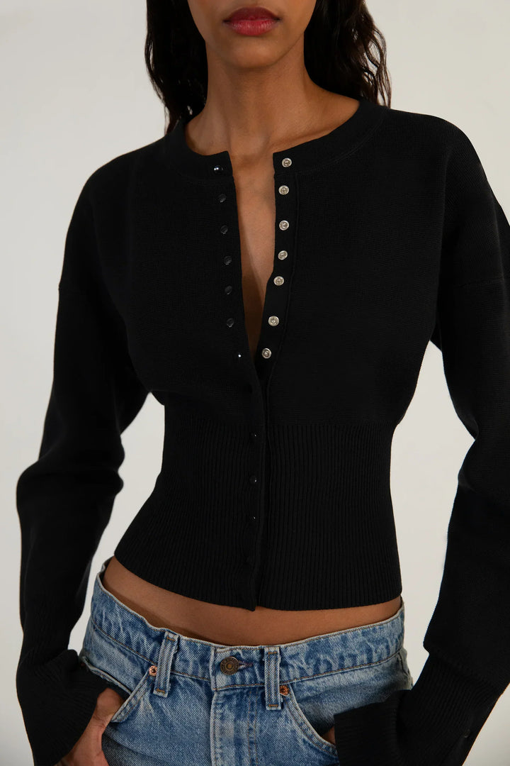 Women’s Ribbed Knit Cropped Cardigan Slim Fit Long Sleeve