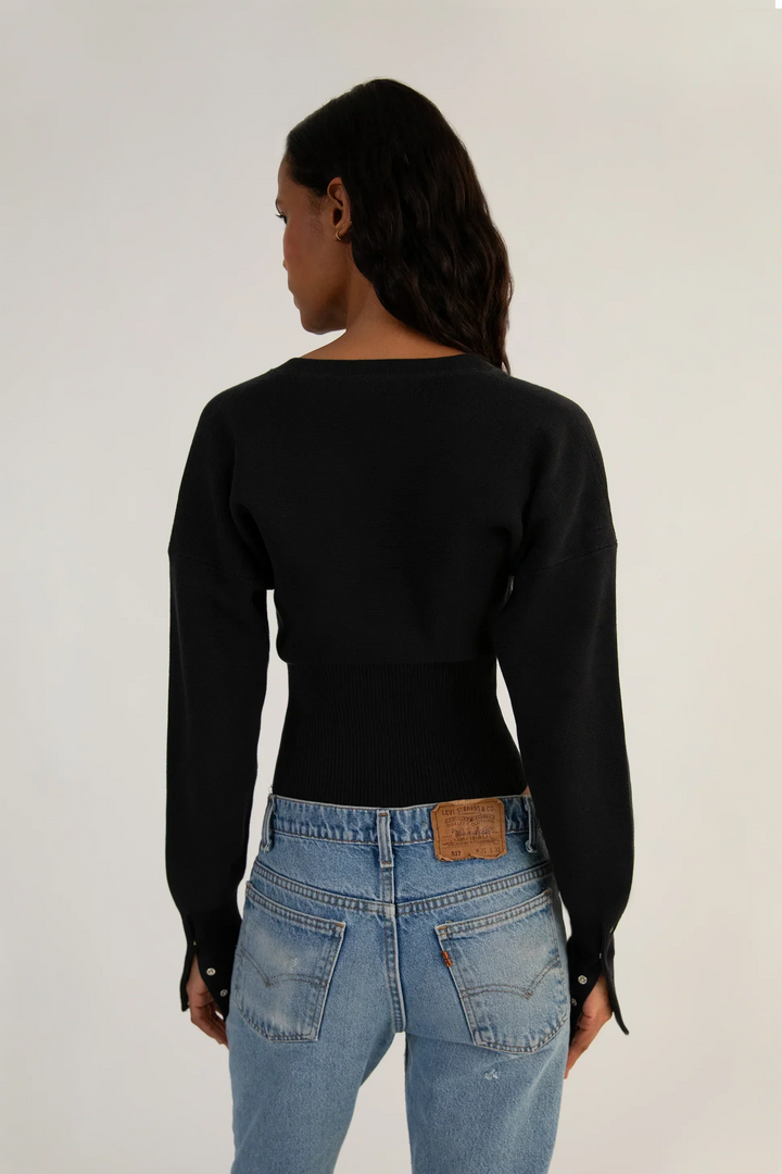Women’s Ribbed Knit Cropped Cardigan Slim Fit Long Sleeve