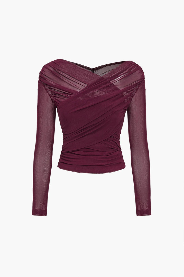 Women’s Ruched Long Sleeve Crop Top