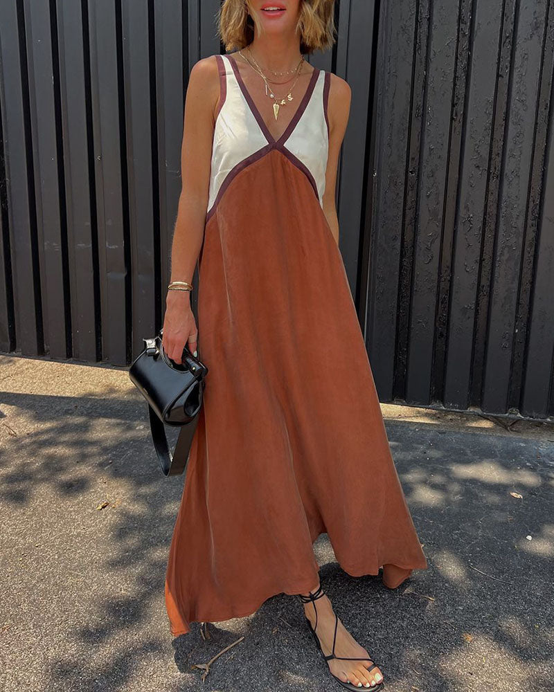 Women’s Sleeveless A Line Dress Maxi