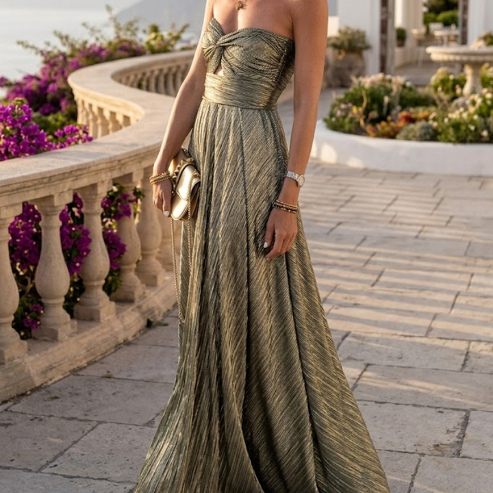 Women’s Strapless Twist Front Dress Maxi