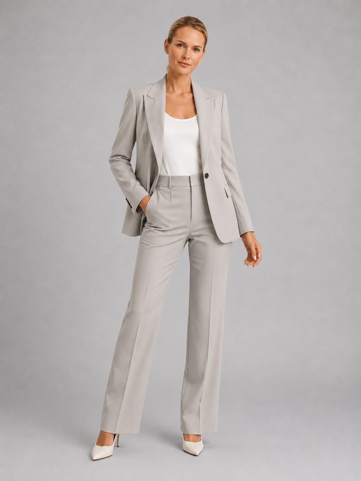 Trouser Suit Womens Tailored Blazer High Waist Two Piece