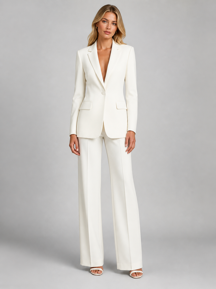 Trouser Suit Womens Structured Blazer Wide Leg Two Piece