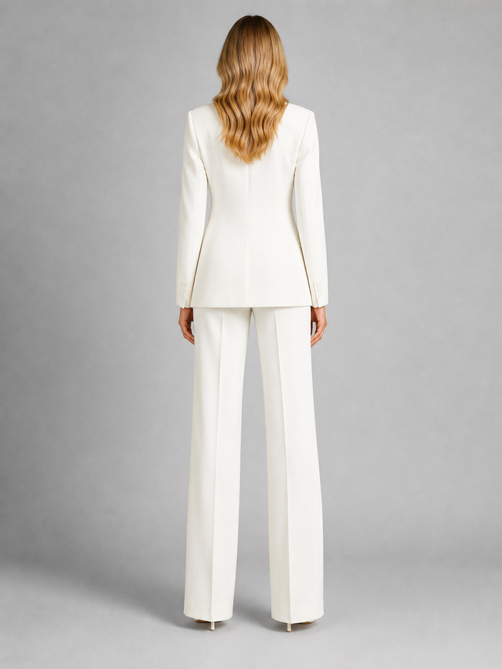 Trouser Suit Womens Structured Blazer Wide Leg Two Piece
