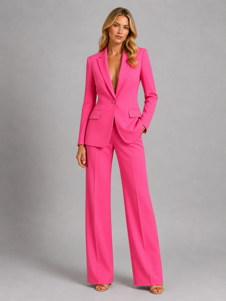 Trouser Suit Womens Structured Blazer Wide Leg Two Piece