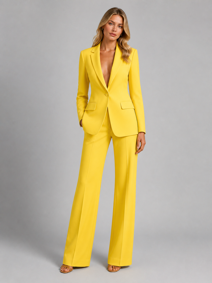 Trouser Suit Womens Structured Blazer Wide Leg Two Piece