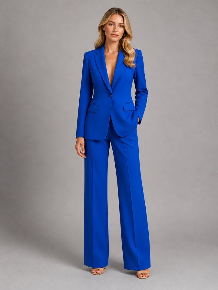 Trouser Suit Womens Structured Blazer Wide Leg Two Piece