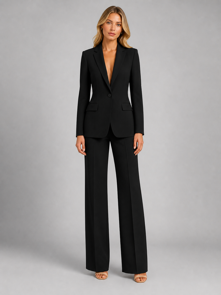 Trouser Suit Womens Structured Blazer Wide Leg Two Piece