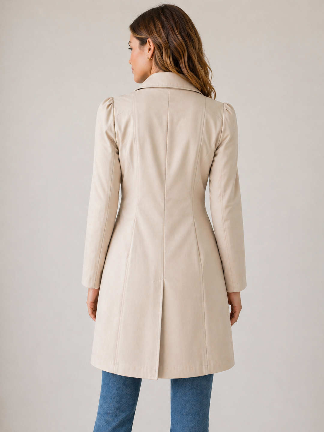 Trench Coat Womens Short Length Buttoned Tailored