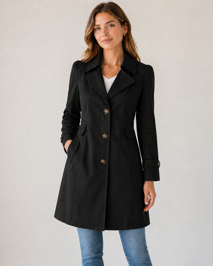 Trench Coat Womens Short Length Buttoned Tailored