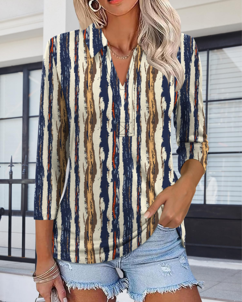 Polo Top Womens V-Neck Collared 3/4 Sleeve Tunic Length Casual Workwear - image 8